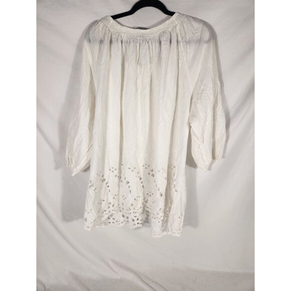 NWOT Ashley Stewart Womens Plus Tunic Top Embroidered Peasant Boho Festival 26 - Picture 4 of 4
